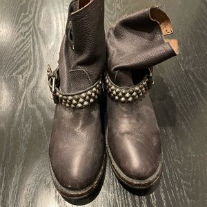 Ash motorcycle studded leather black ankle boots